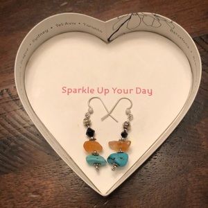 Black turquoise & gem stone earrings